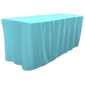LA Linen Polyester Poplin Hoeslaken tafelkleed voor 8-voet Tafel, Licht Turquoise