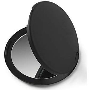 Manicare Compacte spiegel, dubbelzijdige opvouwbare zakspiegel, ronde zwarte schoonheidsspiegel, onbreekbare zachte afwerking, make-upspiegel perfect voor portemonnee, portemonnee, tas en reizen