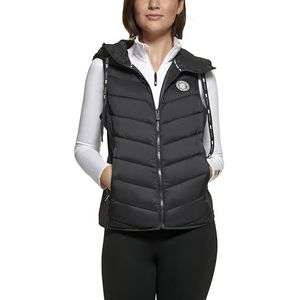 DKNY Dames Sport Puffer W/Logo Trekkoord Vest, Zwart, L