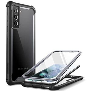 i-Blason Ares-serie ontworpen voor Samsung Galaxy S21 FE 5G hoesje (2022-release), dubbellaags robuuste transparante bumperhoes met ingebouwde schermbeschermer (zwart)