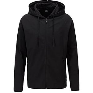 BOSS Heren Soonic sweatshirt met capuchon met ritssluiting en botanische print achter, zwart 1, S