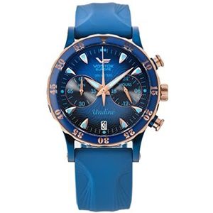 Vostok Europe Analoog kwartshorloge voor dames met leren armband VK64-515E628, blauw, Riemen.