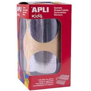 APLI Kids 18484 rol met 354 ronde elastieken, Ø 45 mm, metallic, zilver, permanent klevend