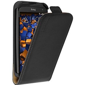 mumbi Echt leren flip case compatibel met HTC Desire 500 hoes lederen tas case wallet, zwart