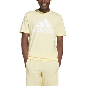 adidas Heren Essentials Single Jersey Big Logo Tee, almost yellow/white, S