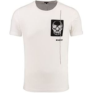 KEY LARGO Heren Skull Party Ronde T-Shirt, Offwhite (1001), M