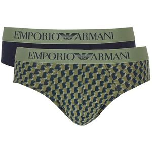 Emporio Armani Heren Classic Pattern Mix 2-pack slip, Afdrukken Rechthoek/Marine​, S