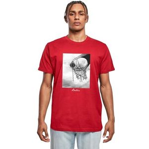Mister Tee Heren T-shirt Ballin 2.0 Tee, T-shirt met fotoprint voor mannen, regular fit, streetwear, bordeaux, XL