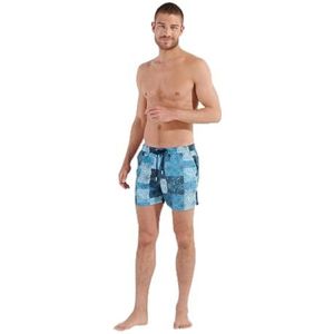 HOM Pierce zwemshorts, Print blauw patchwork, S