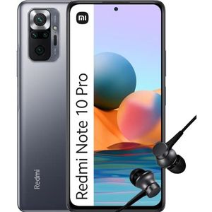 Xiaomi Redmi Note 10 Pro Smartphone, 16,9 cm (6,67 inch), 120 Hz, AMOLED, Snapdragon 732G, Viervoudige Camera met 108MP, 5020mAh + Mi In Ear Black, Onyx Grijs, 8 + 128 GB