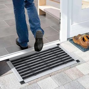 Nicoman Aluminium voetveger voor binnen en buiten, deurmat met hoge reinigende werking en aantrekkelijke metaallook, vloermatten voor de voordeur