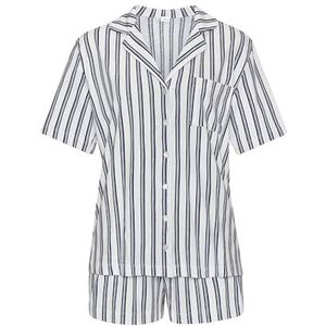 Pyjama - Zwart/Wit Gestreept - Korte Mouwen - Diepe V-hals - Klassieke Pasvorm