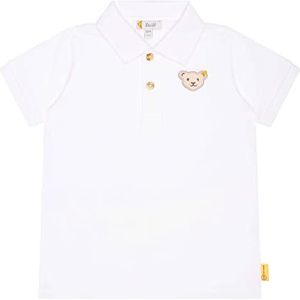 Steiff Poloshirt voor jongens, korte mouwen, helder wit, normaal, wit (bright white), 116 cm