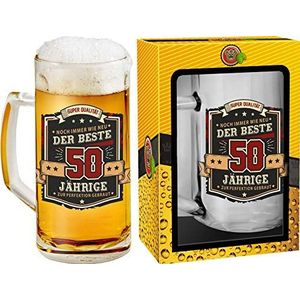 Abc Casa Bierpul 0,5 l met opschrift voor de 50e verjaardag voor mannen – opschrift 'Der Beste 50 Jarig' – origineel bruikbaar cadeau voor 50-jarigen in geschenkdoos