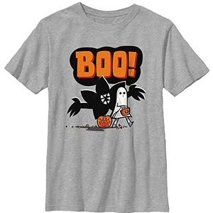 Stranger Things Unisex Kids Boo Short Sleeve T-Shirt, Heather Grey, S, Heather Grey, One size