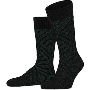 FALKE Heren Loom Flair katoen wol halfhoog met patroon 1 paar sokken, zwart (zwart 3000), 45-46