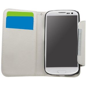 Samrick Executive Premium Leather Wallet Case voor Samsung Galaxy S3 i9300 / LTE 4G in wit met standaard en kaartenvak en polsband