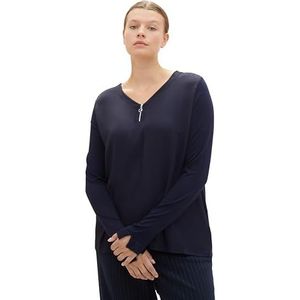 TOM TAILOR Dames Plussize T-shirt met lange mouwen, 10668 - Sky Captain Blue, 54 Grote maten