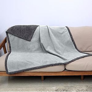 Catalonia Classy Waterdichte beddeken, wasbare bankhoes bedbeschermer, fleece warme sherpa-deken voor varen camping autostoel 152 x 127 cm grijs