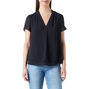 s.Oliver BLACK LABEL Damesblouse met korte mouwen, regular fit, marineblauw, maat 34