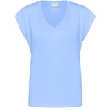Kaffe - T-shirt - Ultramarijn - Korte Mouwen - V-hals - Regular Fit