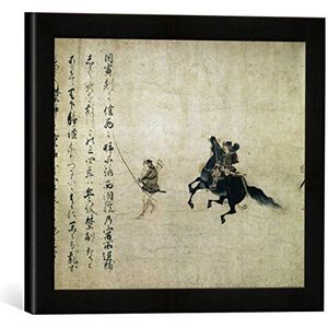 Ingelijste foto van de Japanse geschiedenis ""Yoshimoto Minamoto/japn. schilderij"", kunstdruk in hoogwaardige handgemaakte fotolijst, 40x30 cm, mat zwart