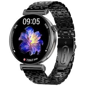 Knauermann PRO 3 Mini (2024) zwart - gezondheidshorloge smartwatch met telefoonfunctie - ECG + HRV en SOS-functie - AMOLED-display - BT Bluetooth - slaapapneu - schakelarmband zwart, 14-24, rond,