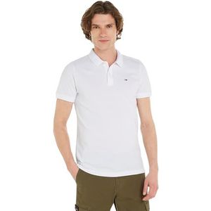 Tommy Jeans Heren TJM Slim Placket Polo EXT, Wit, 5XL, Wit, 5XL grote maten tall