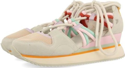 GIOSEPPO Locke - Damessandalen - Beige - Ademend Recycled Polyester - Sleehak 5,5 cm