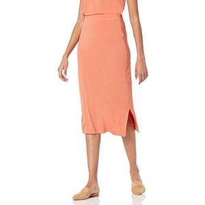 Amazon Essentials Dames pull-on gebreide midi-rok (verkrijgbaar in grote maten), roestoranje, S