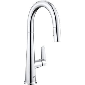 GROHE Veletto - keukenkraan (met uittrekbare spoeldouche, hoge uitloop, zwenkbereik 360°), chroom, 30419000