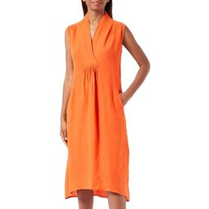 LEOMIA Dames midi-jurk van linnen 25227205-LE02, oranje, S, oranje, S