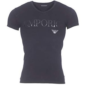 Emporio Armani Heren T-shirts korte mouwen V-hals stretch katoen 110810-CC716, zwart, M