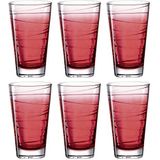 Leonardo Vario Struttura drinkglazen set van 6, vaatwasmachinebestendige longdrinkglazen, kleurrijke drinkbekers van glas, rood, 6 stuks, 280 ml, 026836