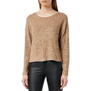 ONLY Dames ONLBESSY L/S Loose Top JRS NOOS shirt met lange mouwen, Camel/Detail:Melange, 3XL
