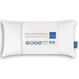 Böhmerwald Luxe hoofdkussen, 100% dons, vulgewicht: 300 g, ondersteunend comfort: extra zacht, 40 x 80 cm, wit, 1 stuk (1 stuk)