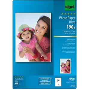 SIGEL IP669 InkJet fotopapier Ultra, A4, 50 vellen, zijdemat, extreem lichtbestendig, 190 g