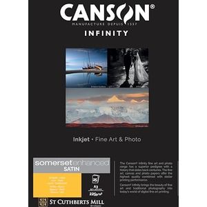 Canson Infinity Somerset Enhanced Satin White, Digitaal Fotopapier, glad, 225, 83 stuks, A3-29,7 x 42 cm, karton, bedrukt, wit, 25 vellen