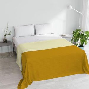 Italian Bed Linen Zomerdekbed Summer van microvezel, voor tweepersoonsbed, 250 x 250 cm, mosterd/crème