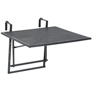greemotion Balkonhangtafel XL Toulouse, 70 x 88 x 47-79 cm, klaptafel voor verschillende relingbreedtes, van staal/kunststof gecoat, in grijs, zwart