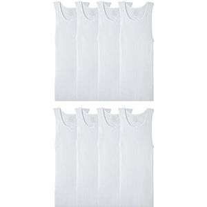 Fruit of the Loom Heren mouwloos Tank A-shirt, Tag Free & Moisture Wicking, Ribbed Stretch Fabric Onderhemd (8-pack), 8 stuks, wit, L