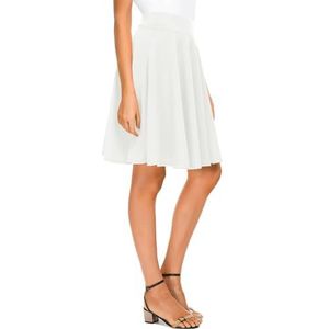 Urban CoCo Dames Basic Veelzijdig Stretchy uitlopende casual mini skaterrok klein wit lang, wit-lang, S