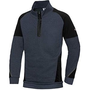 BP 1828-293-1432-4XL herensweatshirt met halve ritssluiting, lange mouwen, hoge kraag met ritssluiting, 280,00 g/m² stofmix met stretch, nachtblauw/zwart, 4XL