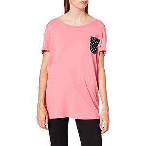 Frenchcool T-shirt met zak, rond, gestippeld, roze
