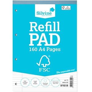 Silvine A4 Everyday FSC Refill Pad. bekleed met marge, 160 pagina's FSC-gecertificeerd papier. Ref FSCRP80