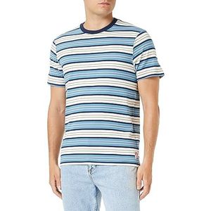 Wrangler Heren Stripe Tee Shirt, Pearl Blue, L