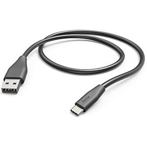 Hama USB-C-kabel (USB-A 2.0 mannelijk/USB-C-stekker, hogesnelheidsgegevensoverdrachtkabel 480 Mbit/s, 1,5 m, compatibel met Samsung Galaxy S21/s20/s10/s9/s8, Huawei P30/P20, Xiaomi) zwart