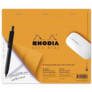 RHODIA 19410C Notitieblok met Clic Block Orange – 19 x 23 cm – kleine ruiten – 30 vellen afneembaar – wit papier 80 g/m? – antislip onderkant – klassiek