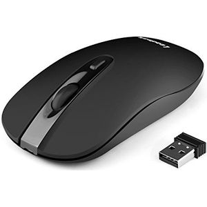 LeadsaiL Oplaadbare draadloze muis, draadloze muis 2,4 G, ergonomisch stille laptop muis, ON-off-schakelaar computermuis, pc-muis met USB nano-ontvanger, 2400 dpi, 5 instelbare USB-kabel (zwart)