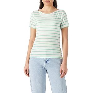 Koton Dames Crew Neck Short Sleeve Striped Basic T-shirt, Green Stripe (12k), M
